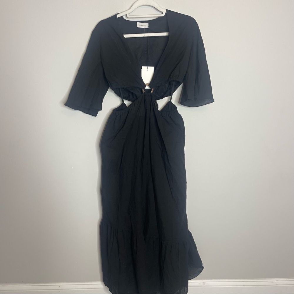BEAU SOUCI Black Cut out cotton Isola dress New Size 40 - Picture 8 of 13